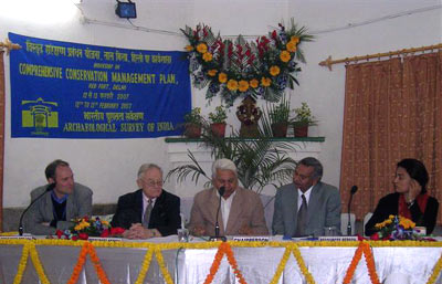 Dominic Perring and Henry Cleere (1st and 2nd from left) undertaking a workshop on value-based planning with ASI (Archaeological Survey of India) and CRCI